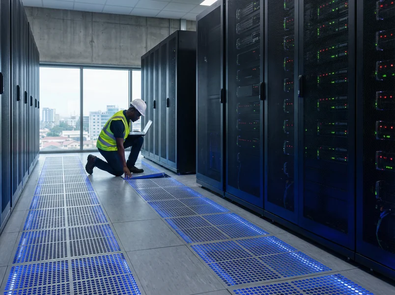 Anti-static ESD epoxy flooring installed in a data centre in Accra, Ghana