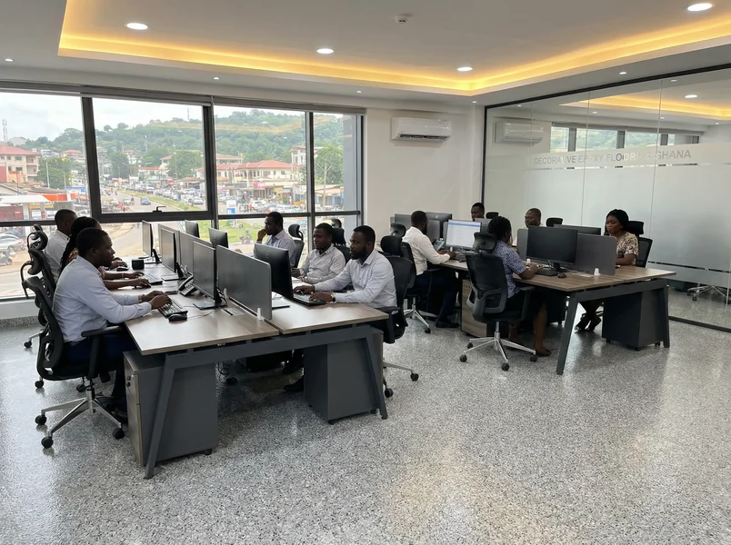 Colour flake epoxy flooring in a corporate office in Kumasi, Ghana