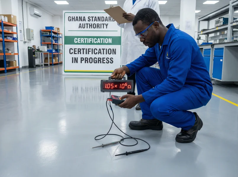 ESD floor testing and certification in a data centre in Accra, Ghana