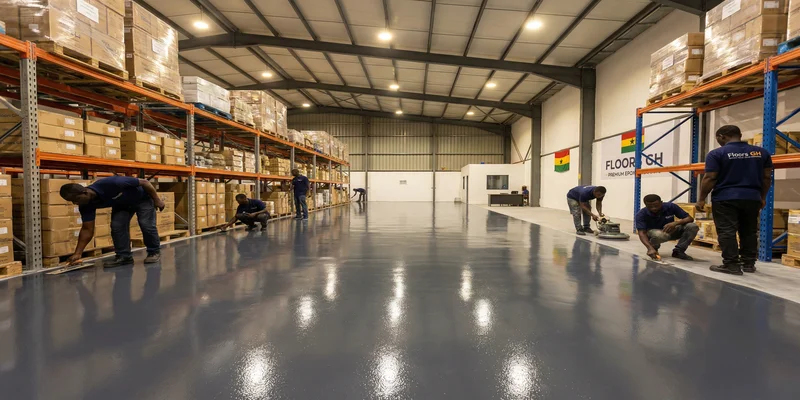 Premium epoxy flooring in a corporate factory in Ghana